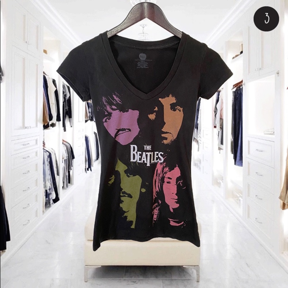 Vintage The Beatles Vneck Tshirt Size XS
